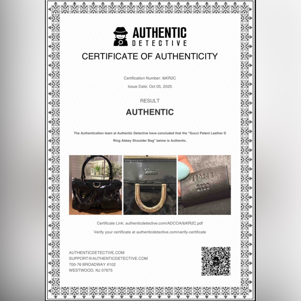 GUCCI "The Abbey" Black Patent Leather Large Abbey Hobo w/COA - Picture 2 of 14